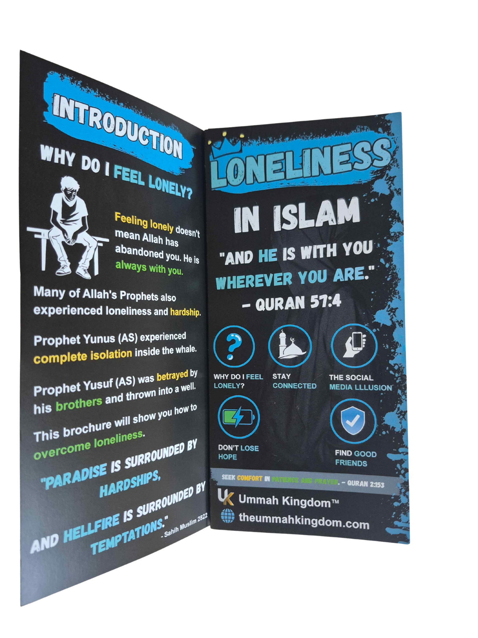 Loneliness in Islam trifold brochure back panel - Find Good Friends challenge
